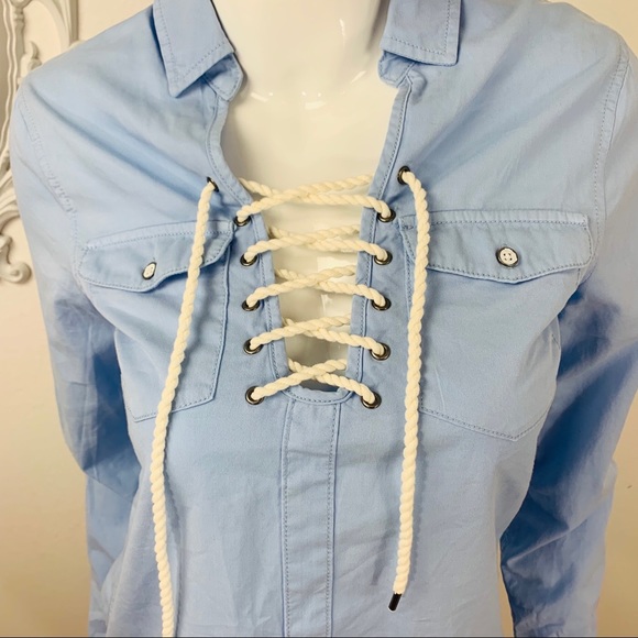 Victoria’s Secret / Pastel Blue Rope Tie V Neck - Picture 2 of 8